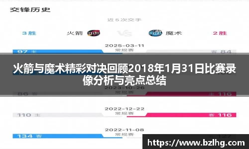 火箭与魔术精彩对决回顾2018年1月31日比赛录像分析与亮点总结